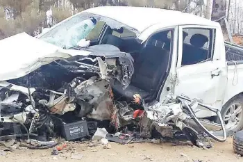  ?? FOTO: TWITTER RADIO CONDELL ?? El estado la camioneta tras el accidente.