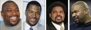  ?? THE ASSOCIATED PRESS FILE PHOTOS ?? Warren Sapp, left, Michael Strahan, Jonathan Ogden and Larry Allen are among 15 modern-era hall of fame finalists.