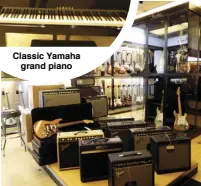  ??  ?? Classic Yamaha grand piano Fender guitars and amplifiers