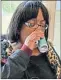  ??  ?? Diane Abbott with can of mojito on a London train