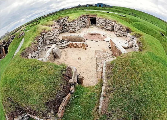  ??  ?? The neolithic village ruins of Skara Brae are the best of their kind in northern Europe.