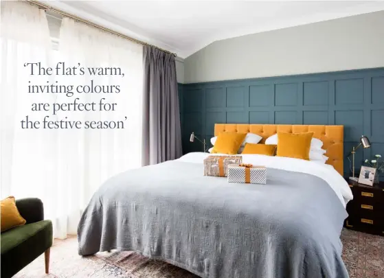  ??  ?? ‘The f lat’s warm, inviting colours are perfect for the festive season’