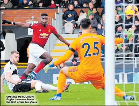  ??  ?? COTTAGE DEMOLITION: Pogba hammers home the first of his two goals