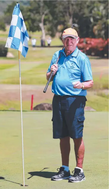  ?? Picture: STEWART McLEAN ?? BIG ACHIEVEMEN­T: Marcus Morse at the ninth hole at Half Moon Bay Golf Course where he hit a hole-in-one on Saturday.