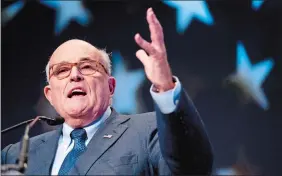  ?? ANDREW HARNIK, FILE/AP PHOTO ?? Rudy Giuliani, an attorney for President Donald Trump, speaks at the Iran Freedom Convention for Human Rights and democracy in Washington on May 5.