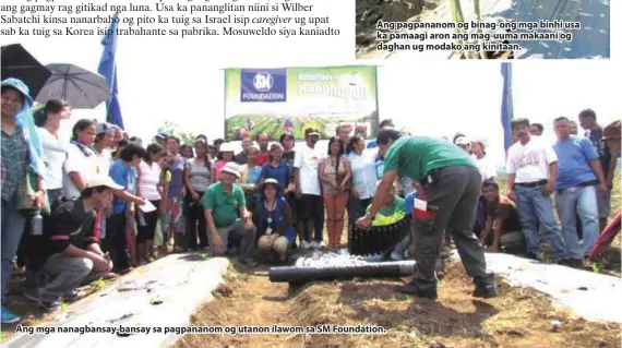  ??  ?? Ang mga nanagbansa­y-bansay sa pagpananom og utanon ilawom sa SM Foundation.