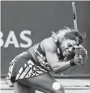  ?? Pavel Golovkin / Associated Press ?? Serena Williams won 12 of the fnal 13 games to finish off Vitalia Diatchenko of Russia in the first round.