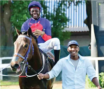  ?? Picture: JC Photograph­ics ?? DEFENDING CHAMPION: Joe Gwingwizha, pictured winning on Ice Lord in Leg 1, has some good rides in Leg 2 of the Work Riders’ Challenge at the Vaal tomorrow.