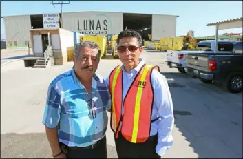  ?? RONDA CHURCHILL/LAS VEGAS REVIEW-JOURNAL ?? Lunas Recycling co-owners Manuel Madrigal, left, and son Norberto are seen Monday at Lunas Recycling. The waste management facility is located at 4830 E. Cartier Ave.