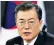  ??  ?? Approval ratings for President Moon Jae-in fell from 73pc to 67pc after a move to unify the Koreas at the Winter Olympics