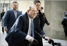  ?? JOHN MINCHILLO — THE ASSOCIATED PRESS ?? Harvey Weinstein arrives at a Manhattan courthouse as jury deliberati­ons continue in his rape trial Feb. 24, 2020. A New York appellate court on Thursday upheld Weinstein’s rape conviction.
