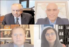  ?? ISLAMABAD
-APP ?? Abdul Razak Dawood, Advisor to PM on Commerce and Investment, in a virtual meeting with Steven Kobos, Chairman of US Pakistan Business Council, Aamir Sheikh, VC USPBC and Esperanza Jelalian, President of USPBC.