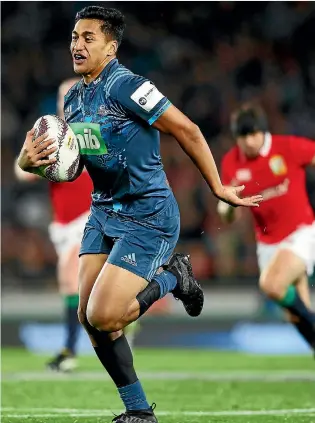  ?? PHOTO: GETTY IMAGES ?? Rieko Ioane left the Lions in his wake when his Blues team had a memorable win this month.