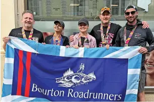  ?? ?? Bourton’s team at Brighton Marathon, Barry O’leary, Basia Legierska, Rebecca Townsend, Alex Pye, and friend of the club Martin Turner