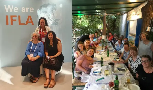  ??  ?? Te Paea Paringatai (Tumuaki, TRW 2012-2016), Celia Joe (Tumuaki, TRW 2016-2019) and I (Tumuaki, TRW 2019- ) Kiwi contingent in Athens sharing kai and time together