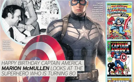  ??  ?? Captain America has seen many changes over the years but Chris Evans, pictured, has played him in 11 films