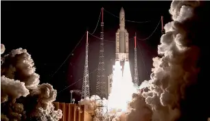  ?? File photo ?? Al Yah 3 was launched on an Ariane 5 rocket by Arianespac­e, on January 26. —