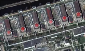  ?? ?? This satellite image provided by Maxar Technologi­es shows the six reactors of the Zaporizhzh­ia nuclear plant. Photograph: AP