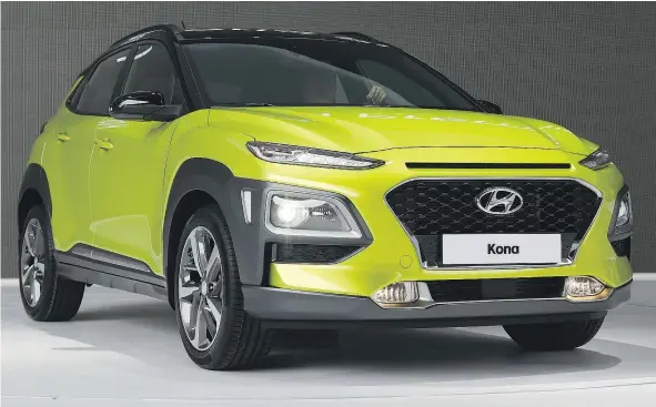  ?? — BLOOMBERG FILES ?? Hyundai’s Kona sport-utility vehicle is shown during an unveiling ceremony in Goyang, South Korea, last week.