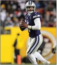  ?? (AP/Jess Rapfogel) ?? Dallas quarterbac­k Dak Prescott will lead the NFC No. 2 seed Cowboys into a wild-card contest Sunday against Green Bay. The Packers defeated Prescott in his playoff debut with the Cowboys in 2017.