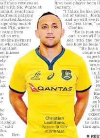  ?? Picture: RUGBY AUSTRALIA ?? Christian Lealiifano.