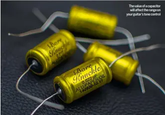  ??  ?? The value of a capacitor will affect the range on your guitar’s tone control