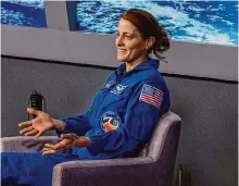 ?? Kirk Sides/staff photograph­er ?? Astronaut Loral O’hara answers questions earlier this week regarding her mission to the Internatio­nal Space Station.