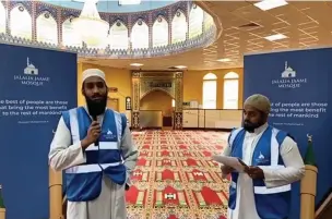  ??  ?? ●● Mmebrs of Jalalia Jaame Mosque answering questions.on the video