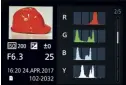  ??  ?? Image review screens include a thumbnail accompanie­d by (from left) a full set of histograms, ‘Picture Style’ and ‘Highlight/Shadow’ settings, any white balance fine-tuning, and lens details.