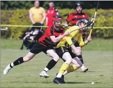  ?? Photograph: Stephen Lawson ?? A determined Daniel McVicar (OC) pushes past Ruaraidh Graham.