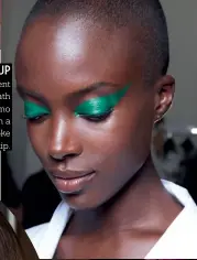  ??  ?? THE MAKE-UP With these statement heads, Pat Mcgrath followed the memo in her own way with a badass stroke of metallic wingtip.