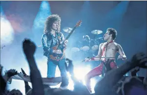 ?? ALEX BAILEY/TWENTIETH CENTURY FOX VIA AP ?? This image released by Twentieth Century Fox shows Gwilym Lee, left, and Rami Malek in a scene from “Bohemian Rhapsody.”