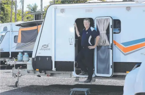  ?? Picture: JUSTIN BRIERTY ?? NO FUSS: Jayco Cairns owner Trevor Turnbull speaks about the tough new restrictio­ns on towing in Queensland.