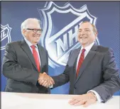 ?? John Locher The Associated Press ?? Golden Knights owner Bill Foley, left, and NHL Commission­er Gary Bettman have always had bigger plans for Las Vegas.