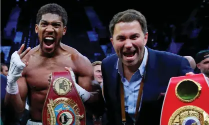  ??  ?? Eddie Hearn (right) said of potential next steps for Anthony Joshua and Tyson Fury: ‘Fury will beat Wilder again and AJ will knock [Kubrat] Pulev clean out.’ Photograph: Andrew Couldridge/Action Images via Reuters