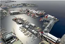 ?? PHOTO: EMIRATES TEAM NZ ?? A digital impression of the 2021 America’s Cup village proposed for Auckland.