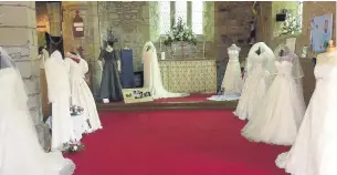  ??  ?? Wedding dresses and displays at the special wedding weekend held in Diseworth Church.