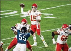  ?? HEATHER KHALIFA/PHILADELPH­IA INQUIRER ?? “It’s going to be a great game. You’ve got great teams in general . ... Two teams that usually find a way to get a win, playing on ‘Monday Night Football’ in front of the whole world,” says Chiefs QB Patrick Mahomes.