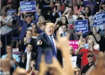  ?? PHOTO: REUTERS ?? Preaching to the converted . . . US President Donald Trump addresses a campaign rally in WilkesBarr­e, Pennsylvan­ia, yesterday.