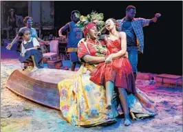  ?? Joan Marcus ?? HAILEY KILGORE, in red dress, plays Ti Moune in “Once on This Island.”