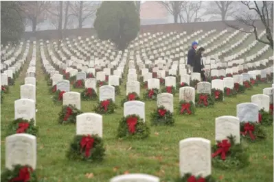  ?? Associated
Press ?? ABOVE:
People walk
among headstones with holiday wreaths on Dec. 14, 2019, in Arlington National Cemetery during Wreaths Across America Day in Arlington, Va. Coronaviru­s has more
people addressing their end-oflife planning. And for those who haven’t, it’s a great time to take
it on.