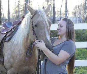  ??  ?? Despite reuniting with her horses, Jada Polem says it’s difficult to see ‘what everyone else went through and lost.’ She became an Internet sensation after photos of her riding Mya out of town were posted online.