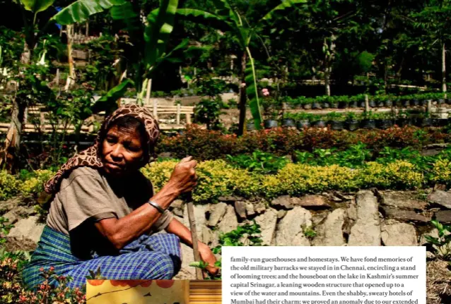  ??  ?? Above: Cultivatin­g a sustainabl­e life at Leublora Green Village, Timor-Leste. Right: Emma in a Kowtow ensemble, worn – and made– in India.