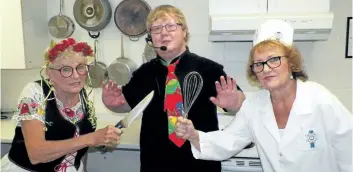  ?? SUPPLIED PHOTO ?? Rosemary (Subosits) Shaw, Casey Fournier and Rita Smith star as the main characters in a play called Gossiping Gourmets. The show is about two cooking show hosts (played by Shaw and Smith) who have been rivals for more than 30 years, but now must work...