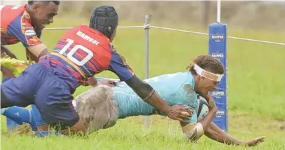  ?? Photo: Ronald Kumar ?? Suva utility back Sakiusa Vatunitusi­qila scores a try against Namosi during their Skipper Cup match at Bidesi Park on April 6, 2024.