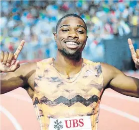  ?? FOTO: EFE ?? Noah Lyles celebra su victoria en los 200 metros de la Diamond League de Lausana