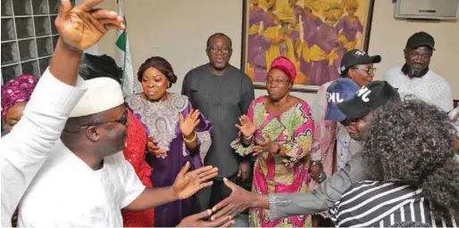  ??  ?? Governor elect, ekiti state, Dr Kayode Fayemi amid jubilant supporters shortly after he was declared winner of saturday’s governorsh­ip election.