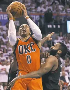  ?? Sue Ogrocki/Associated Press ?? Oklahoma City guard Russell Westbrook wowed the NBA with his repeated triple-doubles.