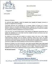  ?? (DR) ?? Brigitte Bardot a envoyé une lettre très virulente à Emmanuel Macron par le biais de sa fondation.