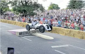 ??  ?? Pictured is driver Keith Rose flying the Brooklands Special to victory. Image courtesy of Sam Densham.